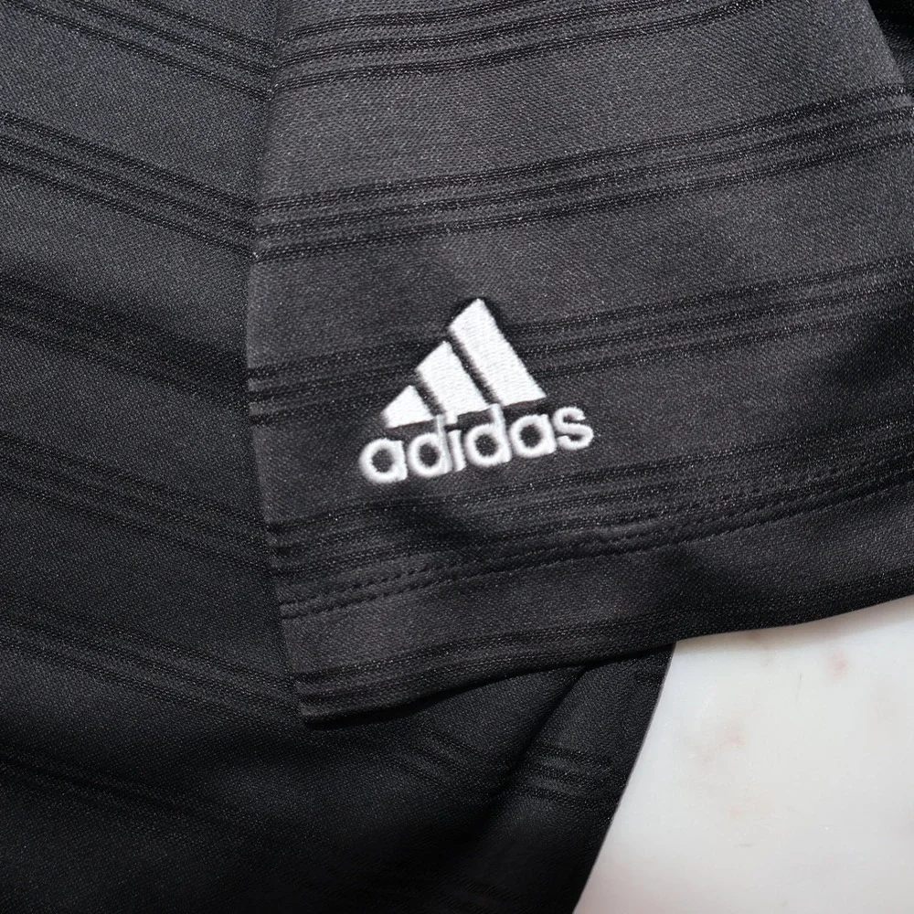 Adidas Towson University Tigers Polo Shirt XL Black Stripe Short Sleeve Mens